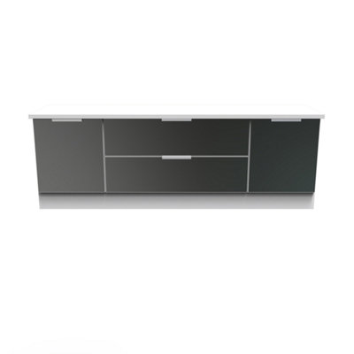 Dover Wide 2 Door 2 Drawer Tv Unit In Black & White Matt (Ready Assembled) from B&Q
