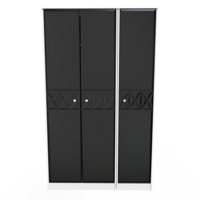 Welcome Furniture Pixel Tall Triple Wardrobe - Deep Black & White - Fully Assembled - UK Made - Image 3