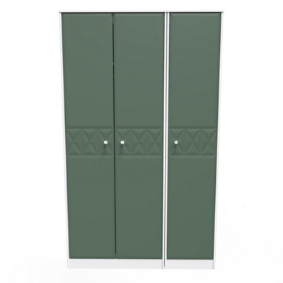 Welcome Furniture Pixel Tall Triple Wardrobe - Labrador Green & White - 3 Door - Extra Large - Image 3