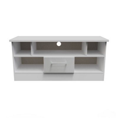 Gloucester 1 Drawer Open Tv Unit In Uniform Grey & White Matt (Ready Assembled) from B&Q