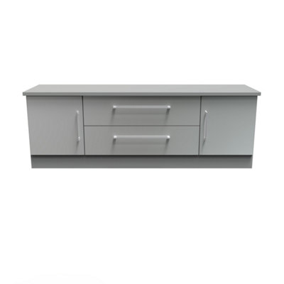  - Gloucester Wide 2 Door 2 Drawer Tv Unit In Dusk Grey (Ready Assembled)