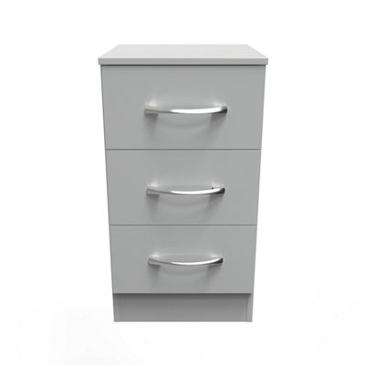 B&Q Heddon 3 Drawer Bedside Cabinet In Dusk (Ready Assembled) Grey