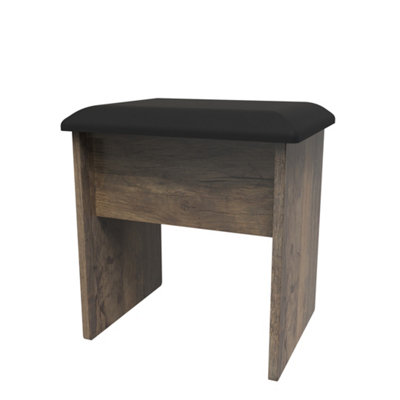 Linear Brown Oak Effect Dressing Table Stool from B&Q