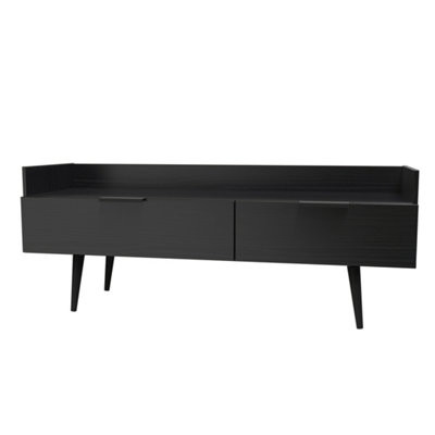 Hong Kong Ready Assembled Matt Black Media Unit With 2 Drawers(H)128Cm X (W)51.5Cm X (D)39.5Cm from B&Q