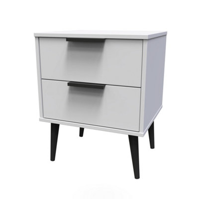 Hong Kong Ready Assembled Matt Grey No Effect 2 Drawer Bedside Chest (H)505mm (W)395mm (D)415mm from B&Q