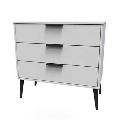 Hong Kong Ready Assembled Matt Grey No Effect 3 Drawer Wide Chest (H)695mm (W)765mm (D)415mm from B&Q