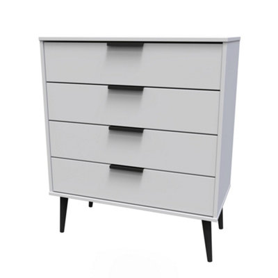 Hong Kong Ready Assembled Matt Grey No Effect 4 Drawer Wide Chest (H)885mm (W)765mm (D)415mm from B&Q