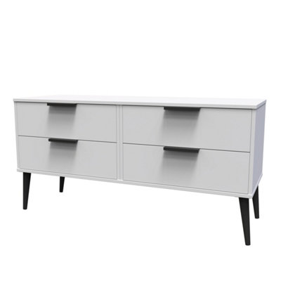 Hong Kong Ready Assembled Matt Grey No Effect 4 Drawer Wide Chest (H)505mm (W)1120mm (D)415mm from B&Q