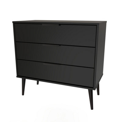 Hong Kong Ready Assembled Matt Black No Effect 3 Drawer Wide Chest (H)695mm (W)765mm (D)415mm from B&Q