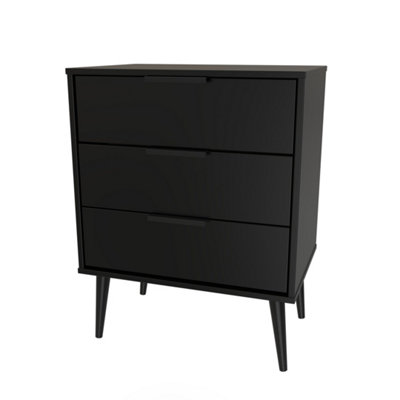 Hong Kong Ready Assembled Matt Black No Effect 3 Drawer Chest (H)740mm (W)575mm (D)395mm from B&Q