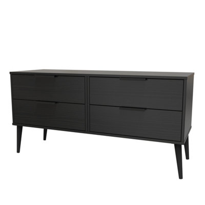 Hong Kong Ready Assembled Matt Black No Effect 4 Drawer Smart Chest (H)505mm (W)1120mm (D)415mm from B&Q