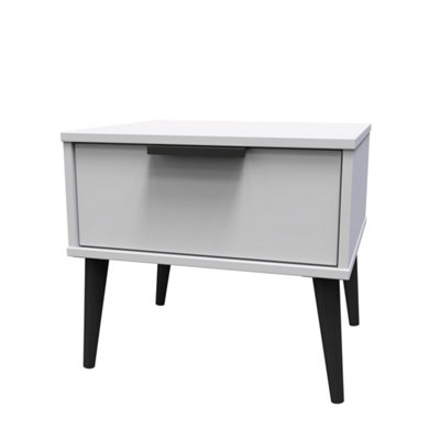 Hong Kong Ready Assembled Matt Grey 1 Drawer Small Side Table (H)410mm (W)450mm (D)395mm from B&Q
