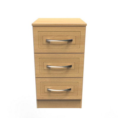 Stafford 3 Drawer Bedside Cabinet In Modern Oak (Ready Assembled) from B&Q