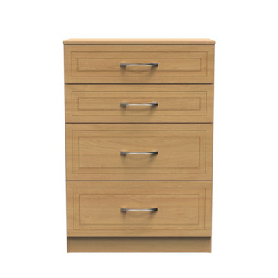 B&Q Stafford 4 Drawer Deep Chest In Modern Oak (Ready Assembled)
