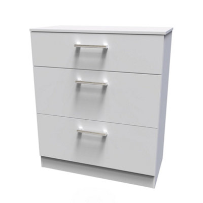 Brindisi Ready Assembled Matt Grey 3 Drawer Chest (H)875mm (W)740mm (D)386mm from B&Q