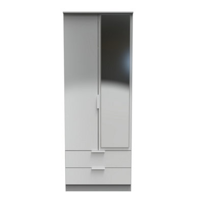 Poole 2 Door 2 Drawer Mirrored Robe In Uniform Grey & Dusk Grey (Ready Assembled) from B&Q