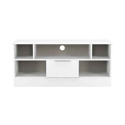 Dover 1 Drawer Open Tv Unit In White & White Matt (Ready Assembled) from B&Q