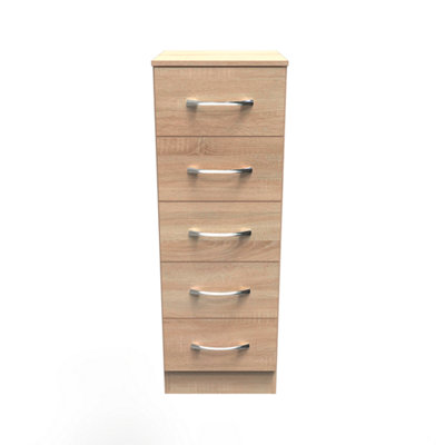 Heddon 5 Drawer Tallboy In Bardolino Oak (Ready Assembled) from B&Q