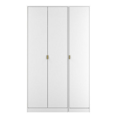 B&Q White Tamworth Tall Triple Plain Wardrobe In Matt (Ready Assembled) Large