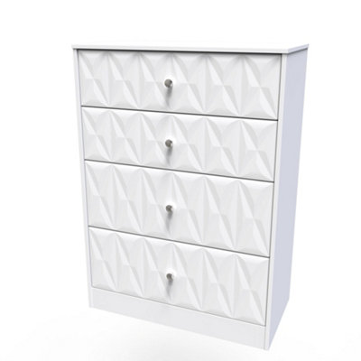B&Q San Jose Ready Assembled Matt 4 Drawer Deep Chest (H)1063Mm (W)766Mm (D)395Mm White