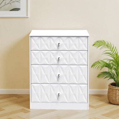 Genoa Ready Assembled Matt White No Effect 4 Drawer Deep Chest (H)1063mm (W)766mm (D)395mm from B&Q