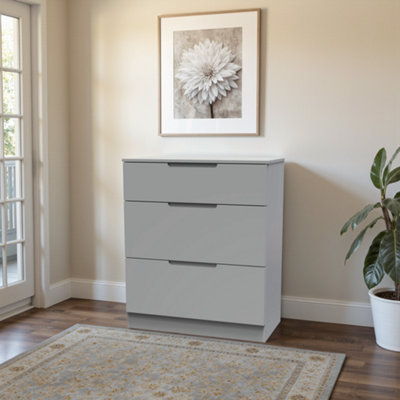 Messina Ready Assembled Matt Grey No Effect 3 Drawer Deep Chest (H)875mm (W)740mm (D)390mm from B&Q