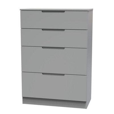 Messina Ready Assembled Matt Grey No Effect 4 Drawer Deep Chest (H)1067mm (W)740mm (D)390mm from B&Q