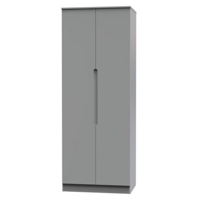 Messina Ready Assembled Modern Matt Grey Tall Double Wardrobe (H)1970mm (W)770mm (D)530mm from B&Q