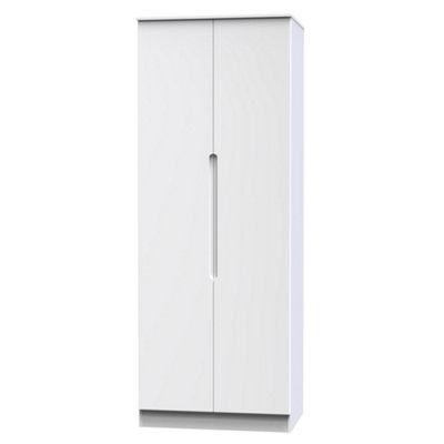 Messina Ready Assembled Modern Matt White Tall Double Wardrobe (H)1970mm (W)770mm (D)530mm