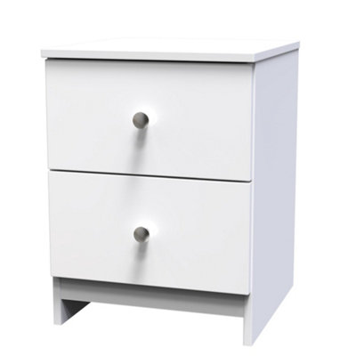 B&Q Yarmouth Ready Assembled Matt 2 Drawer Bedside Chest (H)495Mm (W)370Mm (D)390Mm White