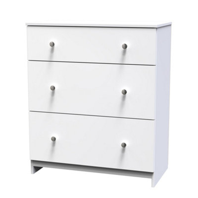 Yarmouth Ready Assembled Matt White No Effect 3 Drawer Deep Chest (H)875mm (W)740mm (D)390mm from B&Q