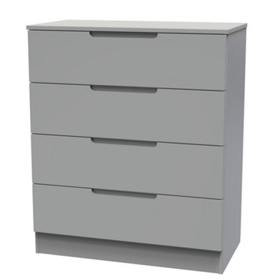 B&Q Milan Ready Assembled Matt 4 Drawer Wide Chest (H)875Mm (W)740Mm (D)390Mm Grey