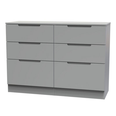 Messina Ready Assembled Matt Grey No Effect 6 Drawer Wide Chest (H)785mm (W)1100mm (D)390mm from B&Q