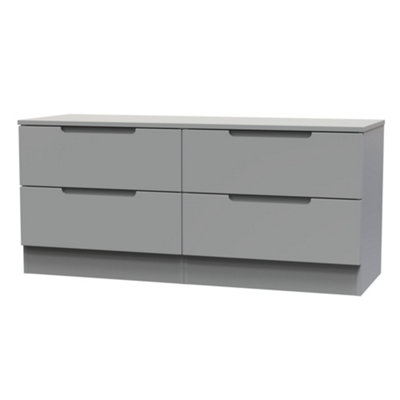 B&Q Milan Ready Assembled Matt 4 Drawer Wide Bed Box (H)495Mm (W)1100Mm (D)390Mm Grey