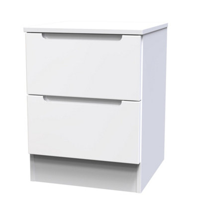 B&Q Milan Ready Assembled Matt 2 Drawer Bedside Chest (H)495Mm (W)370Mm (D)390Mm White