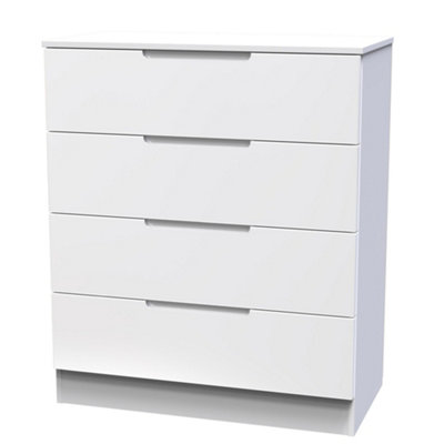 B&Q Milan Ready Assembled Matt 4 Drawer Wide Chest (H)875Mm (W)740Mm (D)390Mm White