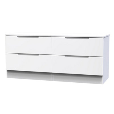B&Q Milan Ready Assembled Matt 4 Drawer Wide Bed Box (H)495Mm (W)1100Mm (D)390Mm White