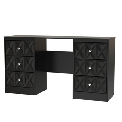 Genoa Ready Assembled Black 6 Drawer Dressing Table (H)785mm (W)1248mm (D)390mm from B&Q