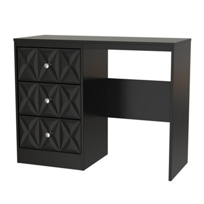 Genoa Ready Assembled Matt Black 3 Drawer Dressing Table (H)756mm (W)969mm (D)395mm from B&Q