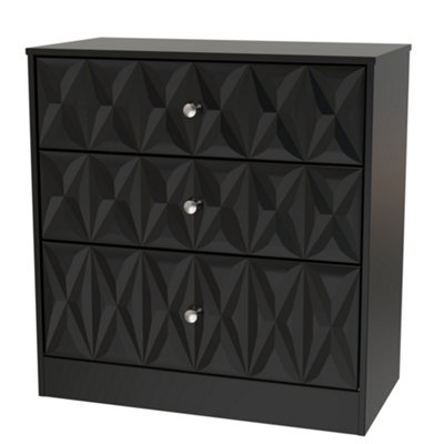 B&Q San Jose Ready Assembled Matt 3 Drawer Chest (H)791Mm (W)766Mm (D)395Mm Black