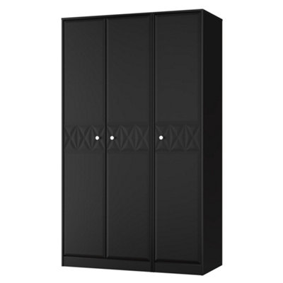 B&Q Black San Jose Ready Assembled Contemporary Matt Tall Triple Wardrobe (H)1960Mm (W)1108Mm (D)530Mm
