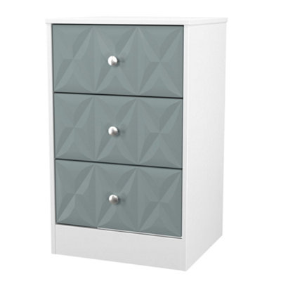 San Jose Ready Assembled Matt Duck Egg Blue & White No Effect 3 Drawer Bedside Chest (H)726mm (W)450mm (D)395mm from B&Q