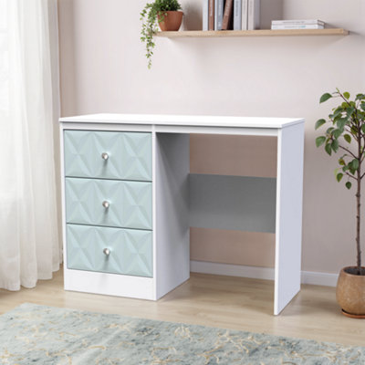 San Jose Ready Assembled Matt Duck Egg Blue & White 3 Drawer Non-Extendable Dressing Table (H)756mm (W)969mm (D)395mm from B&Q