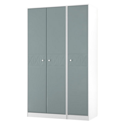 San Jose Ready Assembled Contemporary Matt Duck Egg Blue & White Tall Triple Wardrobe (H)1960mm (W)1108mm (D)530mm from B&Q