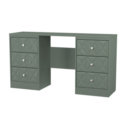 Genoa Ready Assembled Matt Green 6 Drawer Non-Extendable Dressing Table (H)785mm (W)1248mm (D)390mm from B&Q