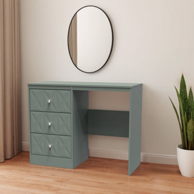 Genoa Ready Assembled Matt Green 3 Drawer Non-Extendable Dressing Table (H)756mm (W)969mm (D)395mm from B&Q