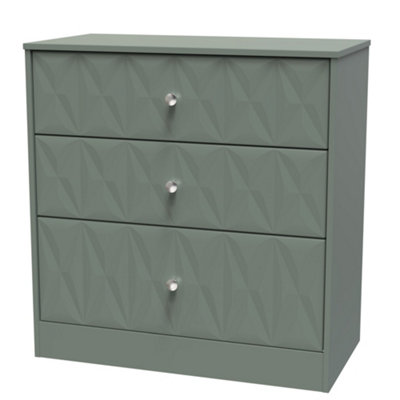 B&Q San Jose Ready Assembled Matt 3 Drawer Chest (H)791Mm (W)766Mm (D)395Mm Green