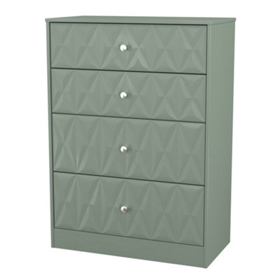  - Genoa Ready Assembled Matt Green No Effect 4 Drawer Deep Chest (H)1063mm (W)766mm (D)395mm