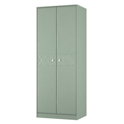 San Jose Ready Assembled Contemporary Matt Green Tall Double Wardrobe (H)1960mm (W)740mm (D)520mm from B&Q