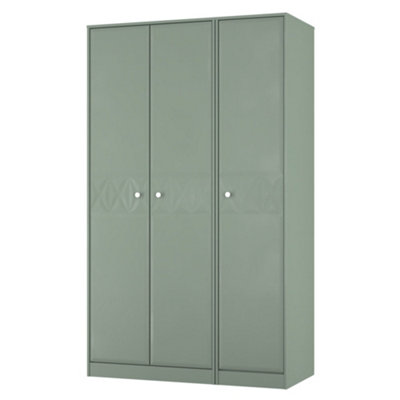 Genoa Ready Assembled Contemporary Matt Green Tall Triple Wardrobe (H)1960mm (W)1108mm (D)530mm from B&Q
